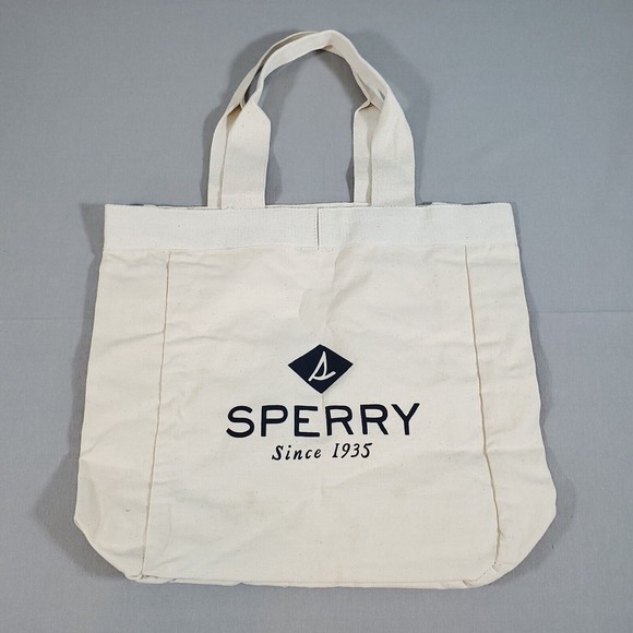 Sperry Top Sider Large Heavy Canvas Tote Bag Sailboat Logo Since 1935 Washable - Picture 10 of 12